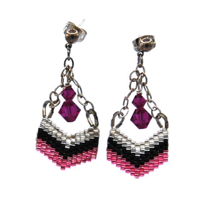 Pink and Black Chevron Earrings