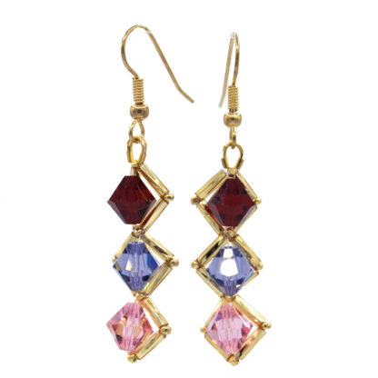 Jewel Tone Crystal Drop Earrings