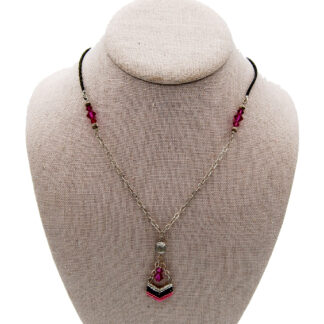 Pink and Black Chevron Necklace