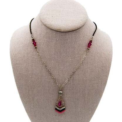 Pink and Black Chevron Necklace